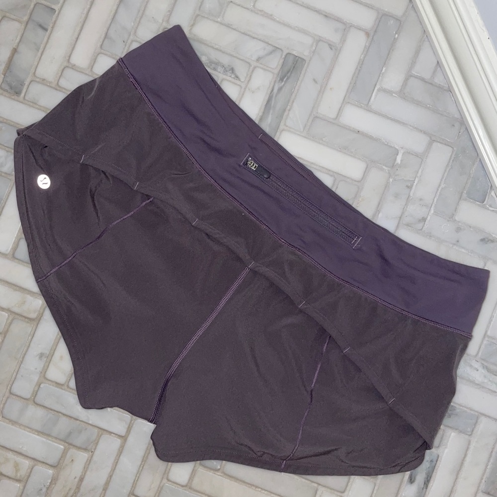 lululemon graphite purple speed up shorts 2.5